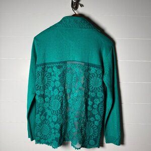 D'Yajaira Green Sweater Cardigan Resort Wear Sheer Back